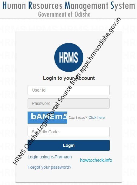 Odisha HRMS Login At Apps hrmsodisha gov in