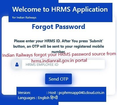 Indian Railways forgot your hrms password source from hrms.indianrail.gov.in