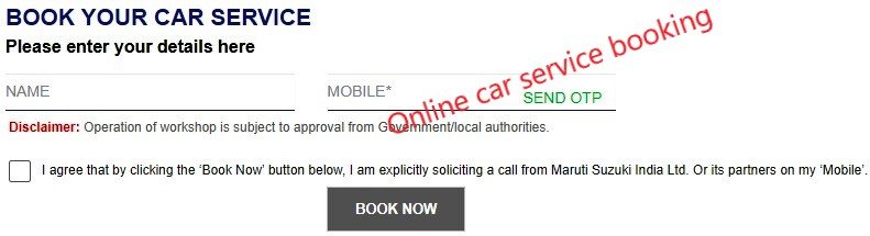 Maruti Suzuki Online car  Service Appointment Booking