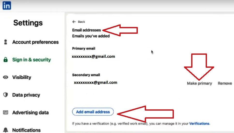 Add Or Change An Email Address On LINKEDIN